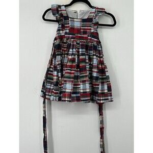 Kelly’s Kids Girls Preppy Plaid Patchwork Madras Short Sleeved Dress size 4-5
